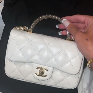 Authetic Brand New 2024 Chanel White Reisin Top Handle Mini Bag